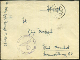 DEUTSCHES REICH 1943 (23.6.) Stummer 2K-Steg = Tarnstempel + Schw.-viol. 1K-HdN: Kriegsmarine/ Dienststelle Fp. Nr. M 12 - Maritiem