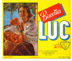 BU 2297 /   BUVARD-   BISCOTTES    LUC   12 ET 14 RUE PASTEUR CHATEAUROUX (18,00 Cm X 1550 Cm ) - Biscottes