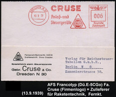 DRESDEN N 30/ CRUSE/ Anlaß-und/ Steuergeräte 1939 (13.9.) Seltener AFS (Firmenlogo) Motivgl., Seltene Firmenkt.: Spezial - Otros & Sin Clasificación