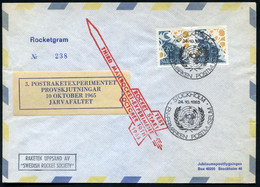 SCHWEDEN 1965 (24.10.) 3. Postraketen-Experiment, "Rocketgram" M.Vign.: JÄRVAFÄLTET + HdN + UNO-SSt: STOCKHOLM/ POSTMUSE - Andere & Zonder Classificatie