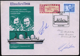 1080 BERLIN 8/ WELTRAUMFLUG/ UdSSR-DDR 1983 (26.8.) Maschinen-SSt = Sowjet. Forschungs- U. Tracking-Schiff "W. Komarow"  - Russia & URSS