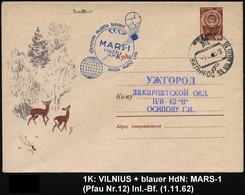 UdSSR 1962 (1.11.) 1K: VILNIUS + Bl. HdN: "MARS-1" (Erde, Satellit, Mars) Klar Gest. Inl.-Bf. (Pfau.12) - SOWJETISCHE RA - Russia & URSS