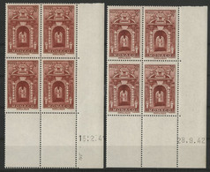 MONACO N° 171A Deux Blocs De 4 Avec Coins Datés Du 15/2/41 Et 28/9/42 Neufs Sans Charnière ** (MNH) - Unused Stamps