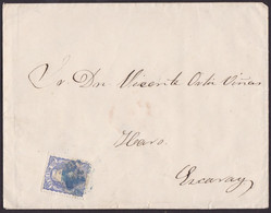 1870. SOBRE MECÁNICO A EZCARAY. 50 MILS. ULTRAMAR ED. 107 MAT. FECHADOR AZUL ILEGIBLE. MUY CURIOSO. - Storia Postale