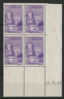 MONACO N° 259 Bloc De 4 Avec Coin Daté Du 24/11/42 Neufs Sans Charnière ** (MNH) - Ongebruikt