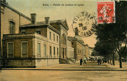 Alais * Alès * Le Palais De Justice Et Le Lycée * Cpa Toilée Colorisée - Alès
