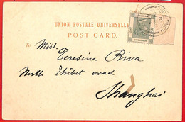 Aa2334 - HONG KONG -  POSTAL HISTORY -  QV 2 Cents Sheet Border On POSTCARD 1901 - Brieven En Documenten