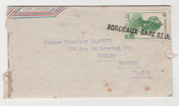 Griffe Linéaire BORDEAUX-GARE St JEAN Utilisée En Annulation à L'arrivée Sur LAC De Guadeloupe De 1946 - 1921-1960: Periodo Moderno