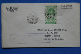 R28 MADAGASCAR BELLE LETTRE 1947 PAR AVION TANANARIVE POUR SAINT DENIS LA REUNION + AFFRANCHI. INTERESSANT - Lettres & Documents