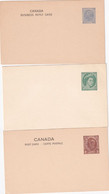 CANADA  ENTIER POSTAL/GANZSACHE/POSTAL STATIONARY  LOT DE 3 CARTES - 1903-1954 Könige