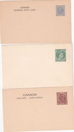 CANADA  ENTIER POSTAL/GANZSACHE/POSTAL STATIONARY  LOT DE 3 CARTES - 1903-1954 Reyes