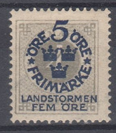 ++M1570. Sweden 1916. Landstorm. AFA 79. Michel 88. MH(*)  Hinged - Ongebruikt