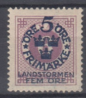 ++M1575. Sweden 1916. Landstorm. AFA 81. Michel 90. MH(*)  Hinged - Ongebruikt