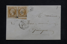 FRANCE - Enveloppe De Châteaulin  Pour Quimper En 1862, Affranchissement Napoléon 10c En Paire, PC 782  - L 97229 - 1849-1876: Klassik