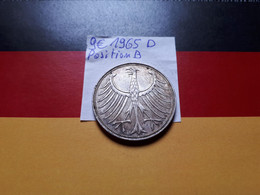 ALLEMAGNE 5 MARK 1965 D POSITION B ARGENT - 5 Mark