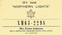 Maple Leaf On Old Card From Mrs. Ernest Anderson "Northern Lights", Newellton, Nova Scotia, Canada (Jun 1966) - CB