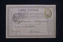 FRANCE - Carte Précurseur Du Camp D'Avord Pour Les Islettes En 1876, Affranchissement Cérès 15ct - L 97253 - Cartes Précurseurs