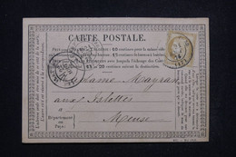 FRANCE - Carte Précurseur Du Camp D'Avord Pour Les Islettes En 1876, Affranchissement Cérès 15ct - L 97253 - Vorläufer