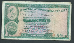 BILLETE , BILLET  DE HONG KONG DE 10 DOLLARS ANNEE  1973 (BANKNOTE)   - JT613191 -  Laura 6507 - Hong Kong