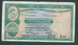 BILLETE , BILLET  DE HONG KONG DE 10 DOLLARS ANNEE  1973 (BANKNOTE)   - JT613191 -  Laura 6507 - Hongkong