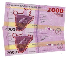 Burundi (BRB) 2000 Francs 2015 & 2018 UNC 2 Pcs Cat No. P-52a,b / BI238a,b - Burundi