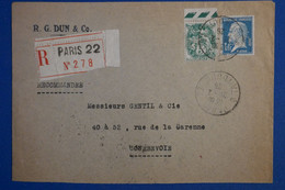 R29 FRANCE BELLE LETTRE RECOM.  PERFORATED 1926 PARIS POUR COURBEVOIE +T.P PERFORE ET BORD FEUILLE+ AFFRANCH INTERESSANT - Andere & Zonder Classificatie