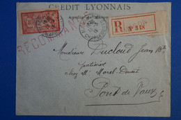 R29 FRANCE BELLE LETTRE RECOM. PERFORATED 1919 MACON  A PONT DE VAUX +T.P PERFORE CREDIT LYONNAIS + AFFRANCH INTERESSANT - Altri & Non Classificati