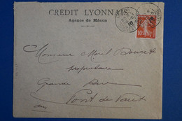 R29 FRANCE BELLE LETTRE  PERFORATED 1910 MACON POUR PONT DE VAUX +T.P PERFORE C L CREDIT LYONNAIS + AFFRANCH PLAISANT - Altri & Non Classificati