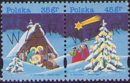 Poland 1995 SPECIMEN Christmas Celebration, Christmas Tree, Winter, Snow, Biblical Magi, Nativity Scene, Star MNH** - Abarten & Kuriositäten