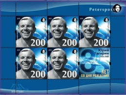 Russia 2019 Peterspost Yuri Gagarin 85th Birthday Sheetlet With 5 Stamp And Label Mint Face Value Price ! - Autres & Non Classés