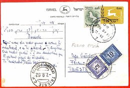 Aa2234 - ISRAEL - POSTAL HISTORY -  POSTCARD To ITALY 1962 Taxed SEGNATASSE - Cartas