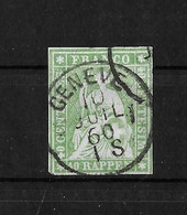 1854-1862 Helvetia (ungezähnt) →  Einkreis- Rundstempel GENÈVE   ►SBK-26B4.Va◄ - Gebraucht