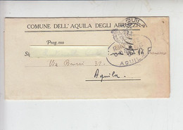 L'AQUILA 1939 - Comune - Comunicazioni -.- - Manuscripts
