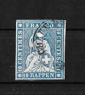 1854-1862 Helvetia (ungezähnt) →  Einkreis Rundstempel CHAUX-DE-FONDS   ►SBK-23B3.III◄ - Gebraucht