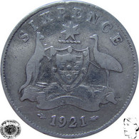 LaZooRo: Australia 6 Pence 1921 VF - Silver - Sixpence