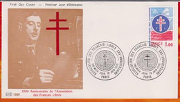 FDC " Editions PAC "-FRANCE-1976 #(N°Yvert 1885) XXX° Anniv. Associations Des Francais Libres - Paris - 1970-1979