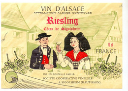 Etiket Etiquette - Vin Wijn - Alsace - Riesling - Sigolsheim - Riesling