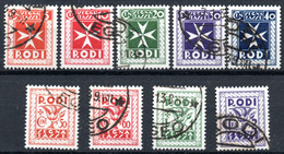 167.RHODES,RODI.1934 POSTAGE DUE,CROSS,FLOWER,SC.J1-J9,HELLASD1-D9 - Dodécanèse