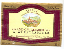 Etiket Etiquette - Vin Wijn - D' Alsace - Gewurztraminer Grand Cru Mambourg - Gewürztraminer