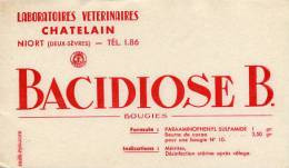 Buvard Publicitaire "Bacidiose B. Bougies - Laboratoires Vétérinaires Chatelain - Niort - Deux Sèvres" - B