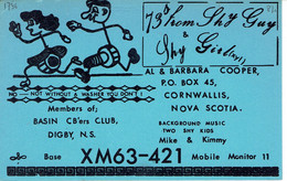 Not Without A Washer You Don't On QSL From Al & Barbara Cooper (Shy Guy & Girl), Cornwallis, NS, Canada (Aug 1968) - CB-Funk