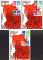 " MARIANNE DU 14 JUILLET / DE LUQUET " Sur 3 Cartes Maximum De 1997. N° YT 3086 à 3097  Parfait état. CM - 1997-2004 Marianna Del 14 Luglio