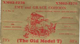 Old Model T On QSL From Emy & Grace Cohoon, Murray Harbor, Prince Edward Island, Canada (Years '60) - CB-Funk