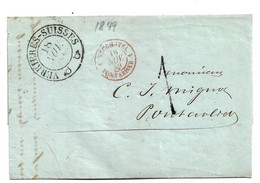 CH017 / SCHWEIZ - Rayon Frontiere Verrieres - Suises (Pontalier) 1849 - 1843-1852 Timbres Cantonaux Et  Fédéraux