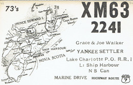 Old QSL From Grace & Joe Walker, "Yankee Settler", Lake Charlotte, Lt Ship Harbor, Nova Scotia, Canada (Sep 1967) - CB-Funk