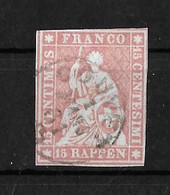 1854-1862 Helvetia (ungezähnt) → Fingerhut Stempel COUVET     ►SBK-24B4.V◄ - Gebraucht