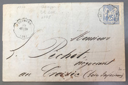 France N°78 Sur Lettre 12.2.1877 - TAD Convoyeur Station QUIMPER BR.LOR - (A1168) - 1877-1920: Periodo Semi Moderno