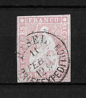 1854-1862 Helvetia (ungezähnt) → Einkreis Stempel BASEL   ►SBK-24B3.III◄ - Gebraucht