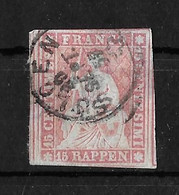 1854-1862 Helvetia (ungezähnt) → Fingerhut Stempel SULGEN   ►SBK-24B3.III / Dünne Stellen◄ - Gebraucht