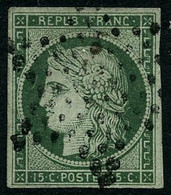 Oblit. N°2 15c Vert - TB - 1849-1850 Cérès